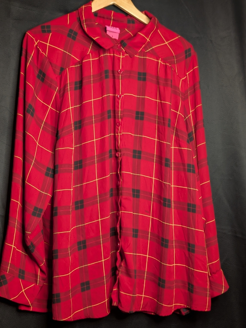 Torrid Red Plaid Button Down Long Sleeve Shirt Size 3 3X 22/24